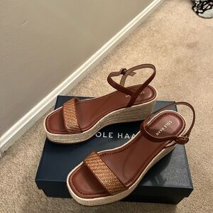 Cole Haan Tan Espadrille Wedge Sandals